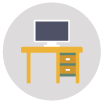 A computer on a desk